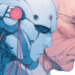 Undetectable AI’s Writing Style Replicator vs. ChatGPT A robot and the human he’s trying to copy, generated with Midjourney