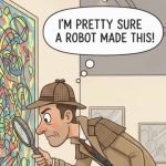 A detective catching a machine-generated painting, generated by Gemini
