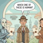 A detective trying to determine which is human and which is not, generated by Gemini