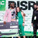 Kevin A. Damoa, Founder & CEO, Glīd, Claire Kroft and Ankit Malhotra, winners of the Startup Battlefield 2025, pose onstage during day three of TechCrunch Disrupt 2025 at Moscone Center on October 29, 2025 in San Francisco, California.