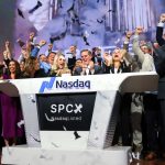 As AI companies race to go public, who else is along for the ride? Bret Johnsen (C), SpaceX Chief Financial Officer, and Gwynne Shotwell (center R), SpaceX President and Chief Operating Officer, celebrate as they ring the opening bell at the Nasdaq MarketSite to celebrate the launch of SpaceX’s initial public offering (IPO) in New York on June 12, 2026.